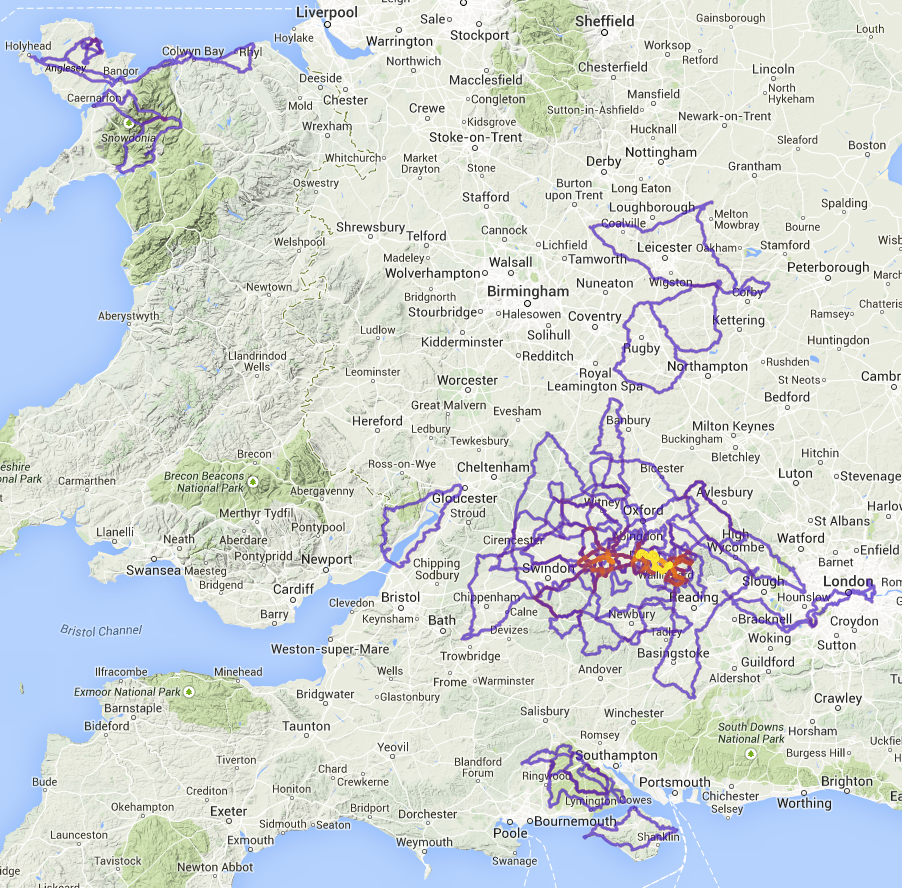 2014 UK Cycling Heatmap